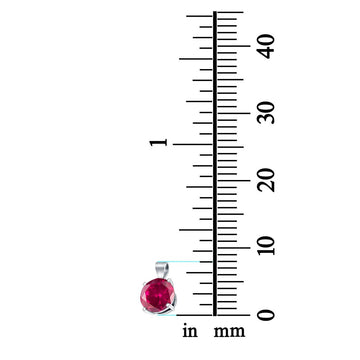 Round Simulated Ruby CZ Charm Pendant 925 Sterling Silver (8mm)